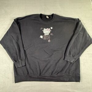 Hello Kitty‎ Halloween Mummy Embroidered Black Sweatshirt 2XL Ghosts Homemade